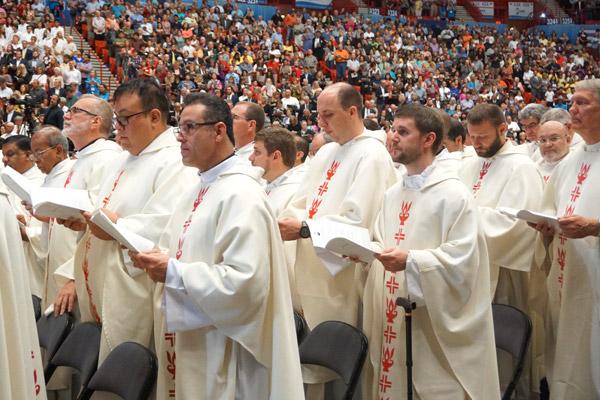 About 12 priests from the Diocese of Little Rock, including vicar general and vocations director Msgr. Scott Friend, concelebrated Mass. (Malea Hargett photo)