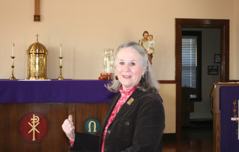 Carol Smith, of Sacred Heart of Jesus Church in Crawfordsville, talks about the members of the church as family and of renovations being done at the church, including new hardwood floors and pews.