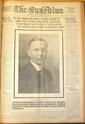 The death of Msgr. John Fisher at age 41 was front-page news in September 1933. He had been editor of The Guardian and the bishop's secretary.