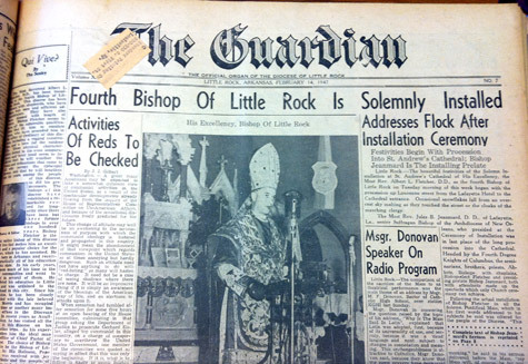 The Feb. 14, 1947, issue of <em>The Guardian</em> reports on the installation of Bishop Albert L. Fletcher as the fourth bishop of Little Rock. The Arkansas native was ordained a bishop in 1940.
