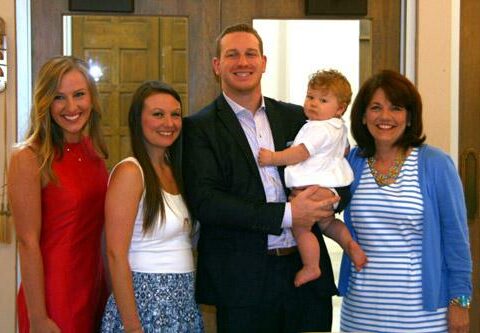 Vicki Kaplon (right), a member of Immaculate Conception Church in  North Little Rock, poses with daughter Kristen, daughter-in-law Heather, son John, and grandson Hayes. (Prints not available for this photo.)
