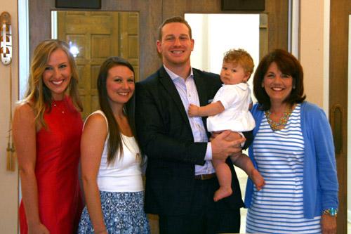 Vicki Kaplon (right), a member of Immaculate Conception Church in  North Little Rock, poses with daughter Kristen, daughter-in-law Heather, son John, and grandson Hayes. (Prints not available for this photo.)