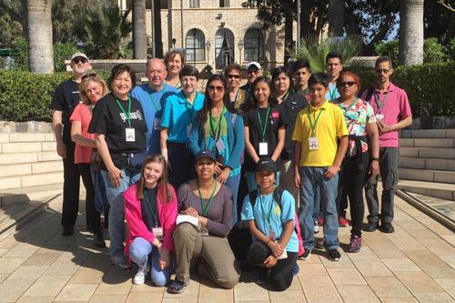 Pilgrims from St. Edward in Texarkana visit the Church of the Beatitudes March 8, led by youth minister Sil Gomez and pastor Father Paul F. Worm. Teens raised $30,000 to pay for the Holy Land pilgrimage.