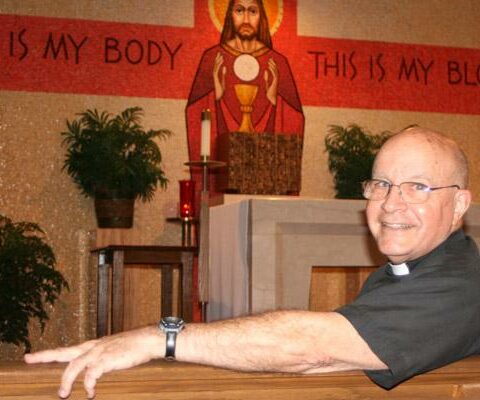 Msgr. Lawrence Frederick, rector of Catholic High School for Boys, has spent many years celebrating Mass in the campus chapel. He marked 50 years in the priesthood May 28.