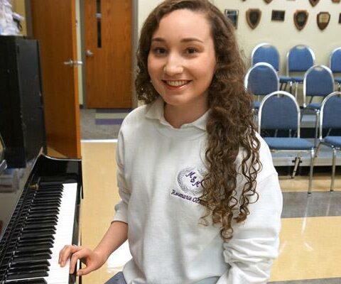 Rosemarie Ochoa, 18, learned to play the piano in first grade and enjoys sharing her skills to praise God during Mass and hopes to learn to play the organ.