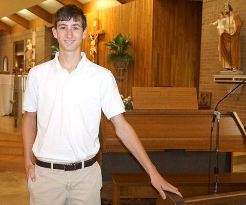 Brandon Wilson, 19, said one of his favorite activities is singing in the choir with his family at Sacred Heart Church in Morrilton. He said he enjoyed the smallness of the school and will miss his friends and teachers.