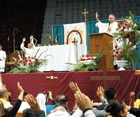 In his homily for the Diocesan Encuentro Nov. 18, 2017, in Little Rock, Bishop Taylor asks members of the congregation to raise their hands if they are an immigrant or child or grandchild of an immigrant.