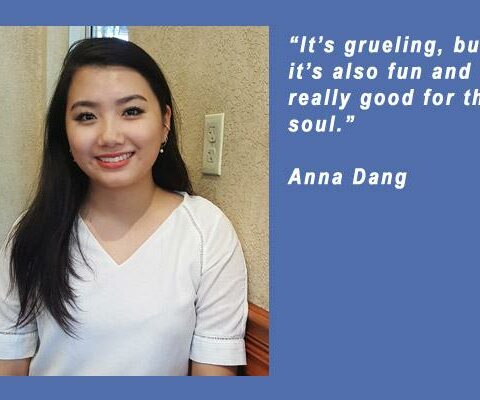 Anna Dang, a pre-med major, teaches 10 to 12 year olds with the Vietnamese Eucharistic Youth Ministry in Barling.