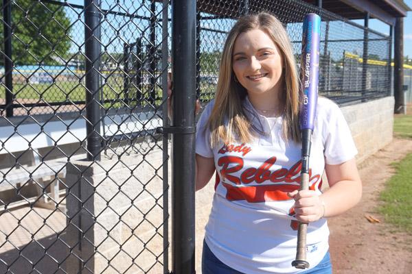 Ryley Welcher, 18, played softball for the Rebels at the local baseball field throughout her time at Sacred Heart High School in Morrilton. She only played three games this year before schools shut down.