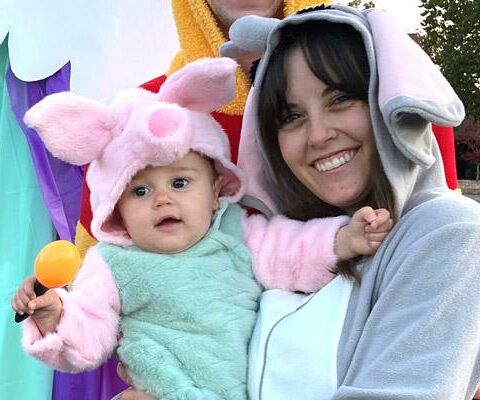 Emily Bannister and her daughter Adelaide enjoy Trunk-or-Treat at Sacred Heart of Mary in 2020.