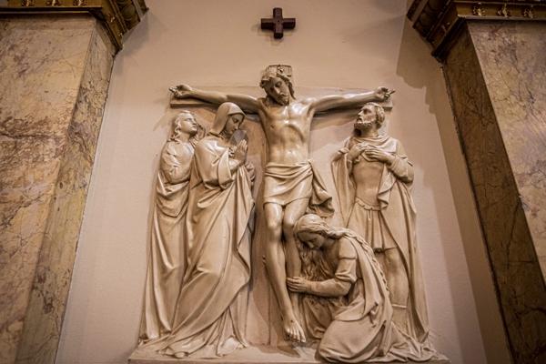 The 12th Station of the Cross is seen in the Cathedral of St. Peter in Wilmington, Del., May 27, 2021.