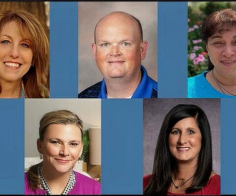 Five new leaders took the helm at Arkansas Catholic schools this academic year, including (left to right) Nancy Handloser at Our Lady of Fatima in Benton, Zach Edwards at Trinity Catholic in Fort Smith, Susana Anderson at St. John in Hot Springs, Sara Jones at Mount St. Mary Academy in Little Rock and Jennifer Roscoe at Sacred Heart in Morrilton.