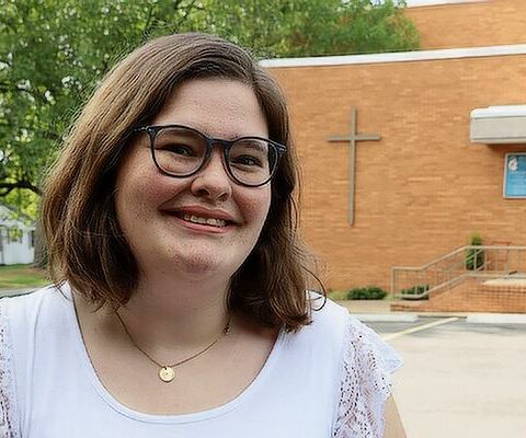 Charlotte Self, head of youth ministry at Our Lady of Good Counsel Church in Little Rock, tries to bring the faith to life for her students.