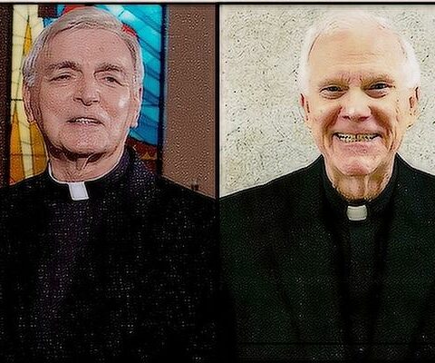 Father Joseph Pallo (left), 92, and Father James Fanrak, 79, moved to Arkansas to help the diocese's priest shortage. They both died in late October.