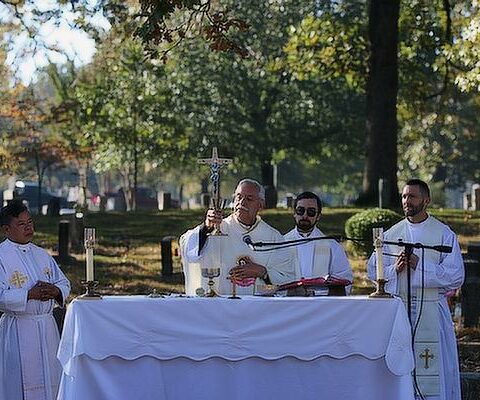Bishop Anthony B. Taylor celebrates the annual All Souls Day Mass at Calvary Cemetery in Little Rock Nov. 2.