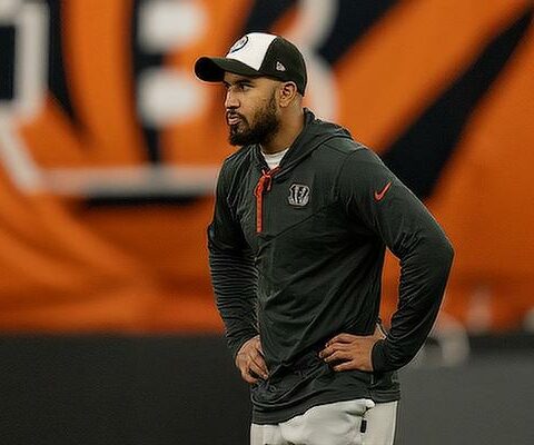 Little Rock native Fredi Knighten, offensive assistant for the Cincinnati Bengals, is seen here at practice Dec. 14. He joined the NFL after seven years of coaching college football.