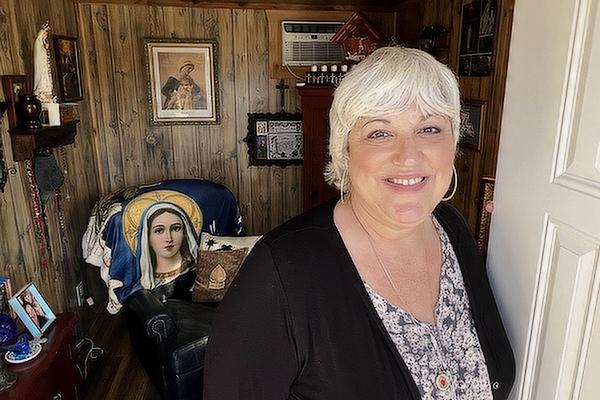 On Feb. 9, Hope Guidry, a parishioner at St. Joseph Church in Conway, stands in her Marian shed, filled with religious items, like candles and rosaries she makes. The idea for the sacred prayer space came to her in a dream years earlier, after a 2013 pilgrimage to Medjugorje.