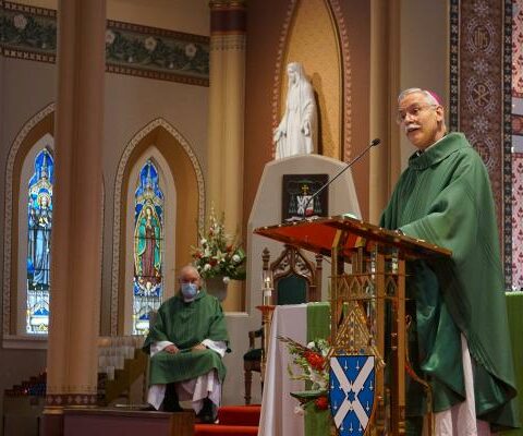 Bishop Anthony B. Taylor delivers a homily for the Mass for Life Jan. 17, 2021, at the Cathedral of St. Andrew in Little Rock. Vicar general Father John Connell will celebrate a new Respect Life Mass at noon, Sunday, Oct. 1.