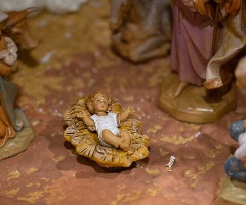 This Nativity scene pictured Oct. 19, 2023, is part of a diorama of Bethlehem made by Father Allen Kuss, pastor of St. Patrick church in Edina, Minn., and Don Keller, a retired medical illustrator.