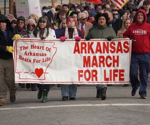 Hundreds of Catholics and pro-life Arkansans braved the cold during the March for Life Jan. 21.