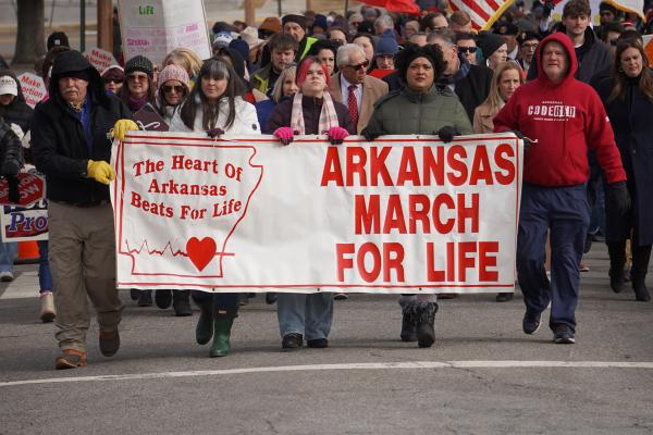 Hundreds of Catholics and pro-life Arkansans braved the cold during the March for Life Jan. 21.