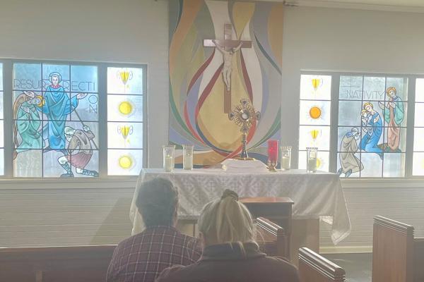 Catholics pray in the perpetual eucharistic adoration chapel at Our Lady of Fatima Church in Benton Feb. 7. Making time for prayer every day is one of the ways to create a more prayerful life this Lent.