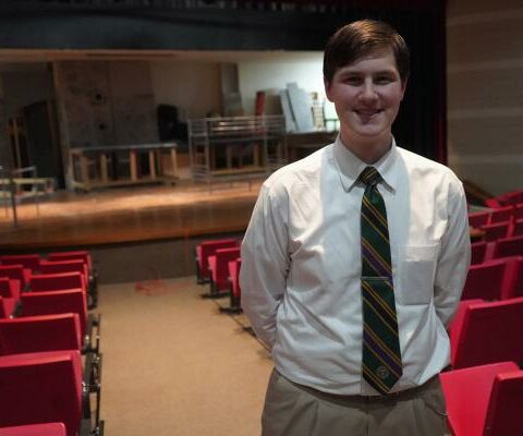 Catholic High senior Matthew Lamb, seen here May 1, has found a home on the stage performing in plays and musicals since the third grade. (Malea Hargett)